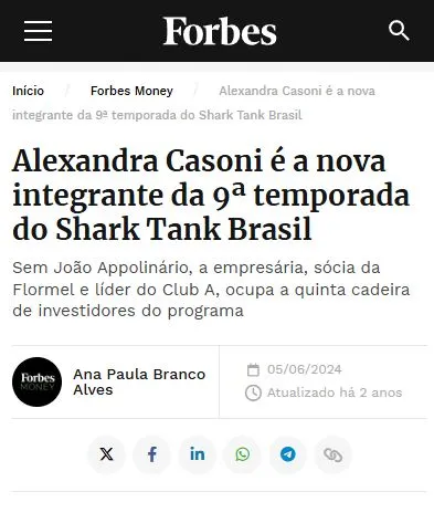 Forbes — Alexandra Casoni é a nova integrante da 9ª temporada do Shark Tank Brasil